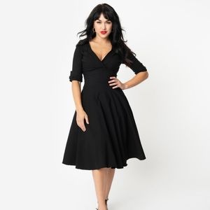 Unique Vintage Delores Dress in Black XS